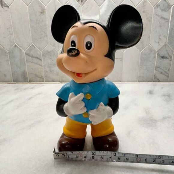 Antique Vtg Walt Disney Mickey Mouse Rubber Collectible Toy Figure Multicolor OS - Picture 5 of 7
